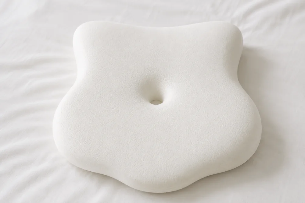 Der nackte Memory-Foam-Kern des Nackenkissens ohne Bezug
